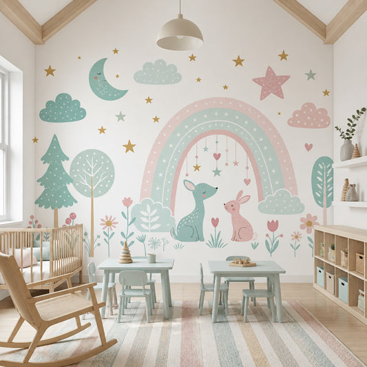 White Background Wallpaper Nursery Kids Room Wall Mural