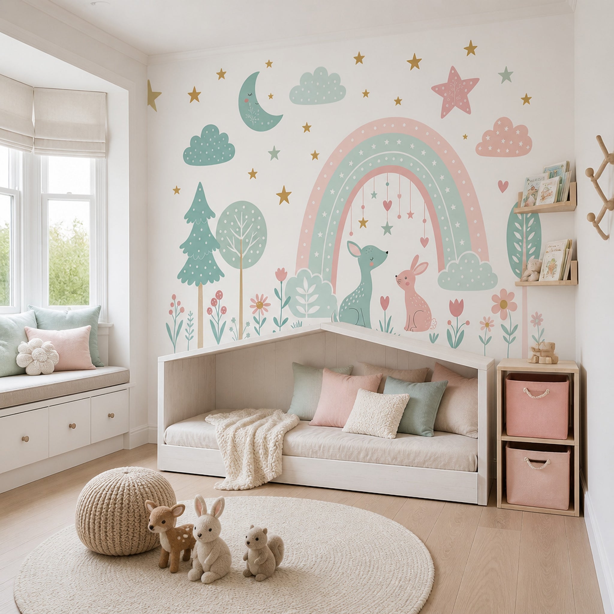 White Background Wallpaper Nursery Kids Room Wall Mural