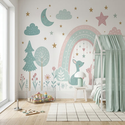 White Background Wallpaper Nursery Kids Room Wall Mural