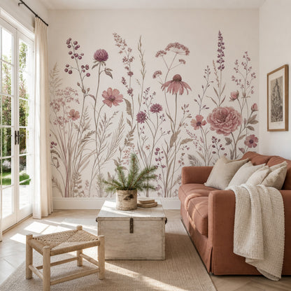 Wildflowers Wallpaper Watercolor Removable Botanical Wall Decor