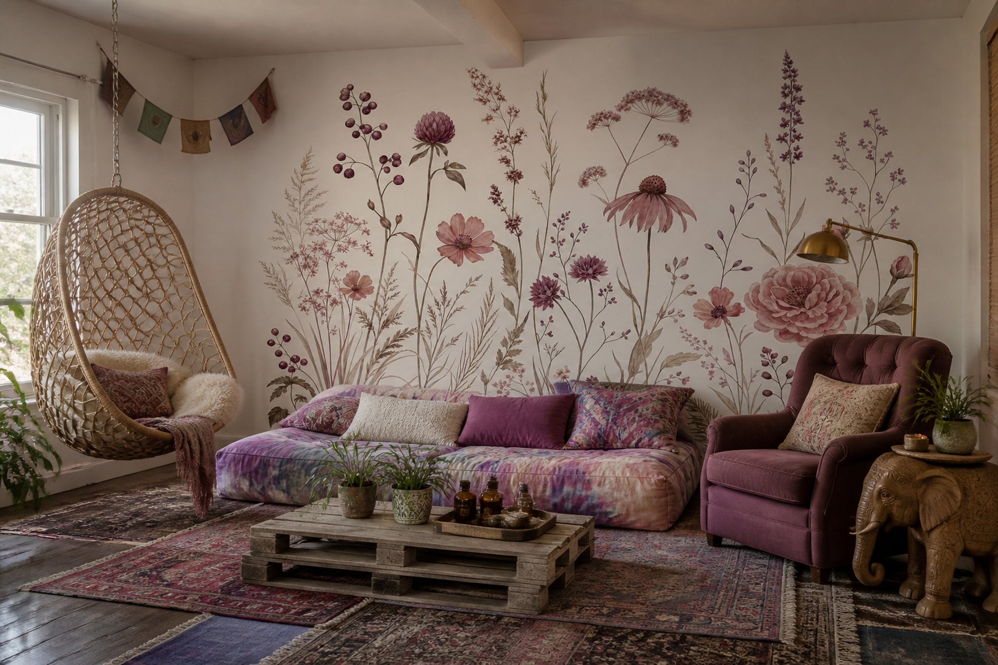 Wildflowers Wallpaper Watercolor Removable Botanical Wall Decor