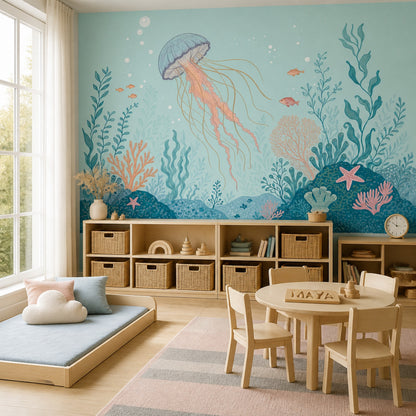 Underwater Wallpaper Jellyfish Removable Ocean Wall Decor