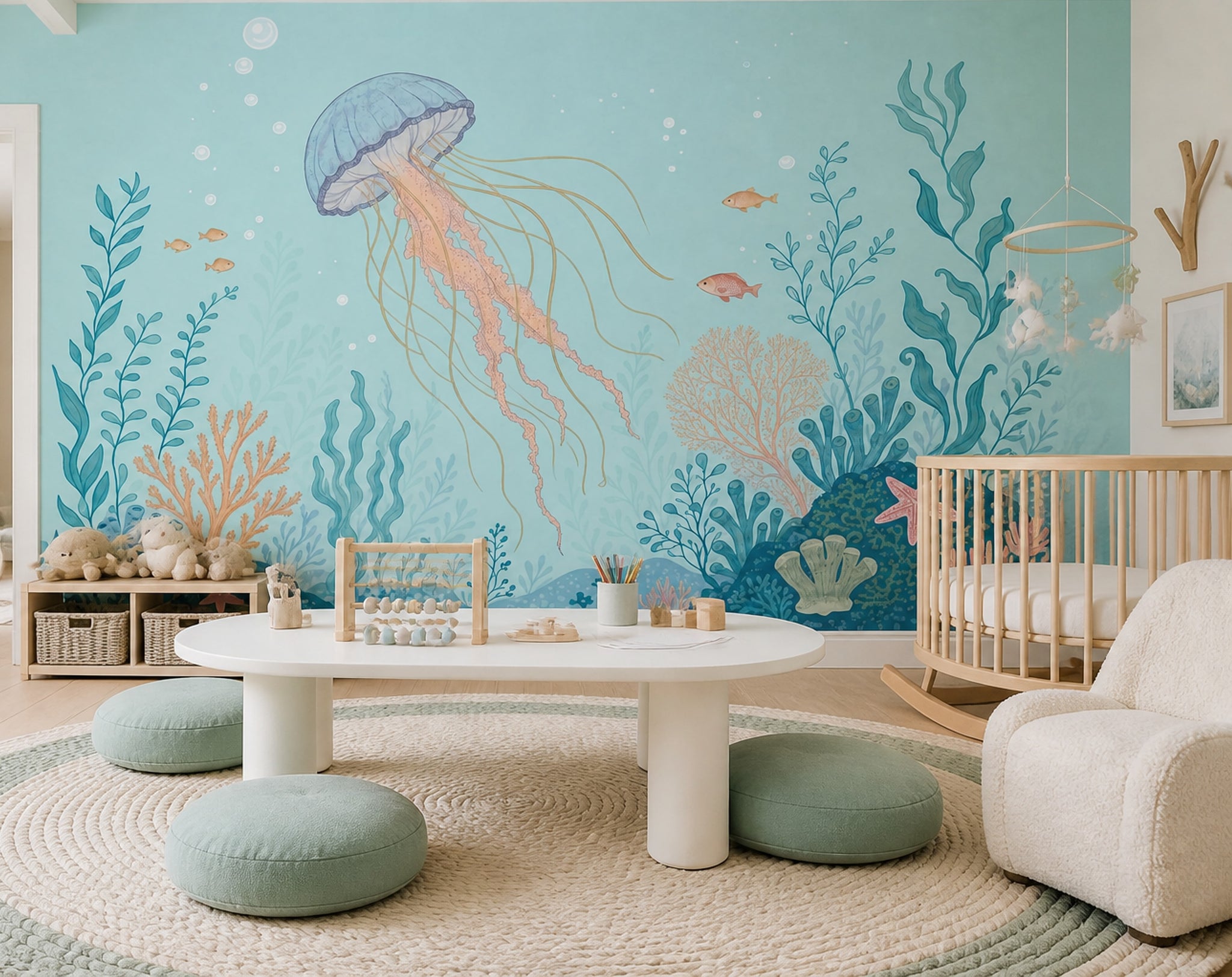 Underwater Wallpaper Jellyfish Removable Ocean Wall Decor