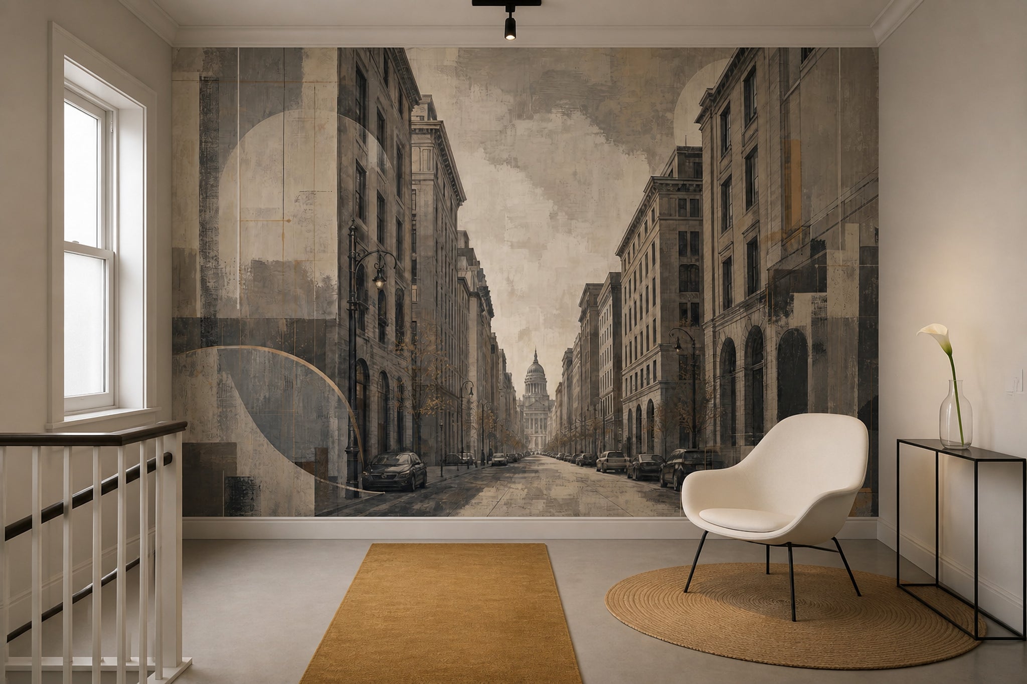 Urban Cityscape Wallpaper Architecture Removable Street Perspective Wall Decor