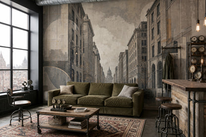 Urban Cityscape Wallpaper Architecture Removable Street Perspective Wall Decor