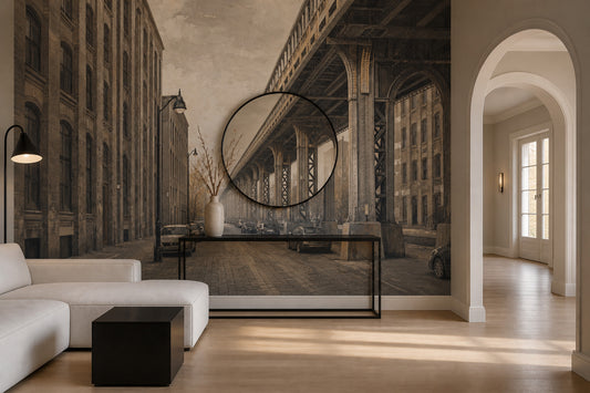 Elevated Railway Wallpaper Urban Landscape Vintage City Removable Wall Decor