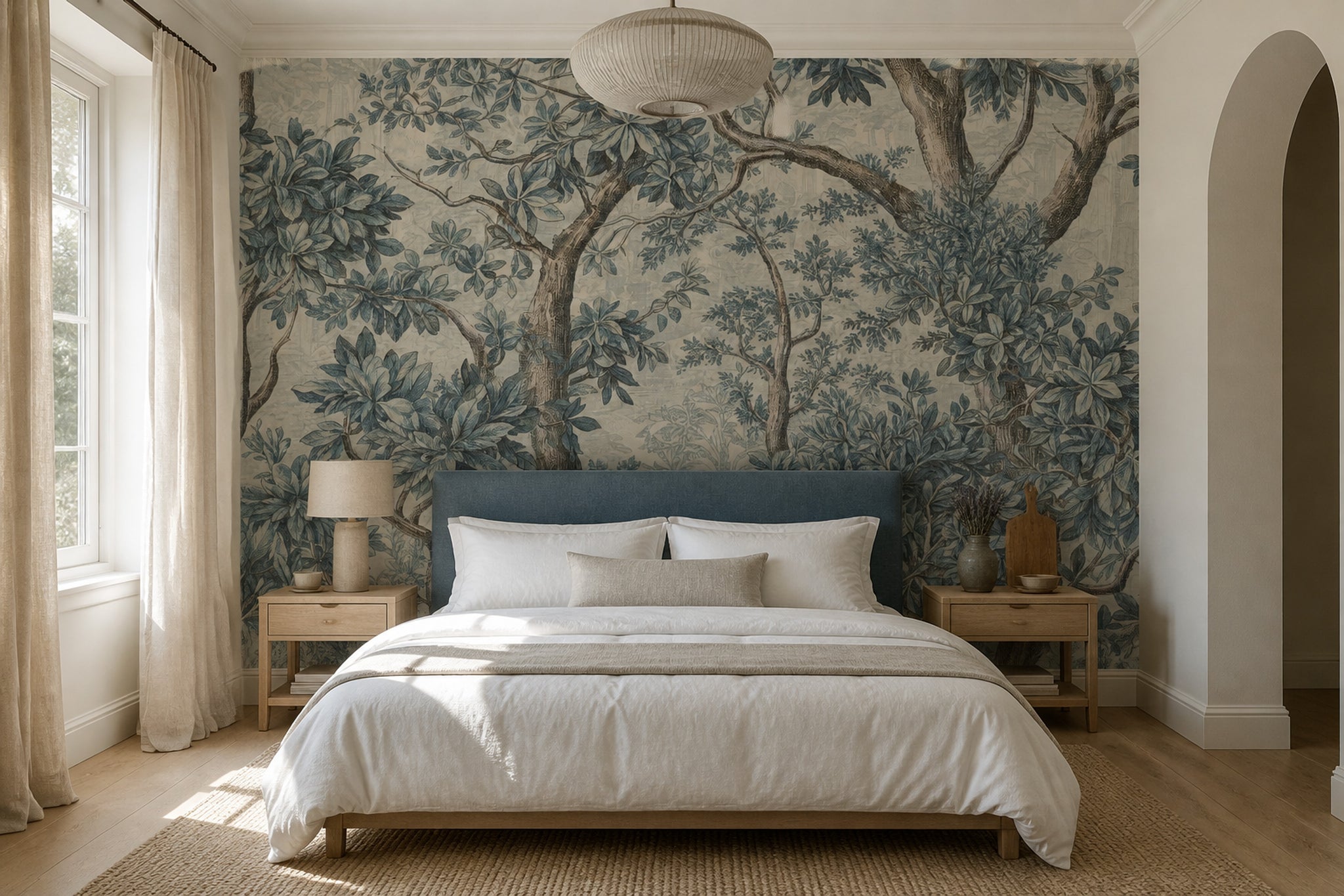 Toile Wallpaper Botanical Forest Removable Wall Decor