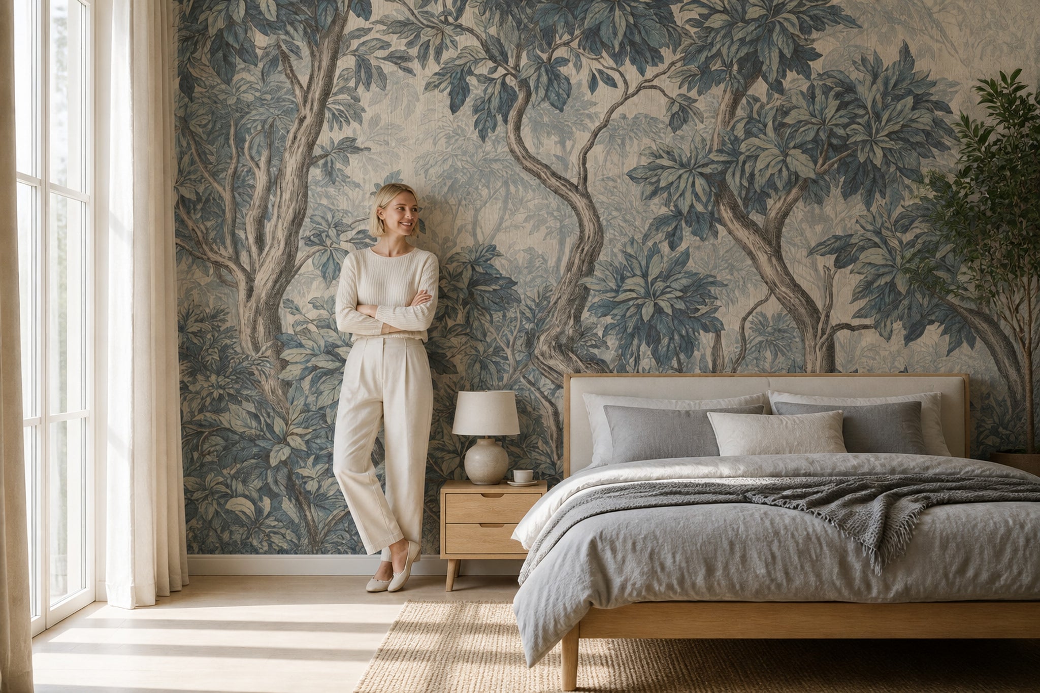 Paper Texture Wallpaper Forest Botanical Removable Wall Decor