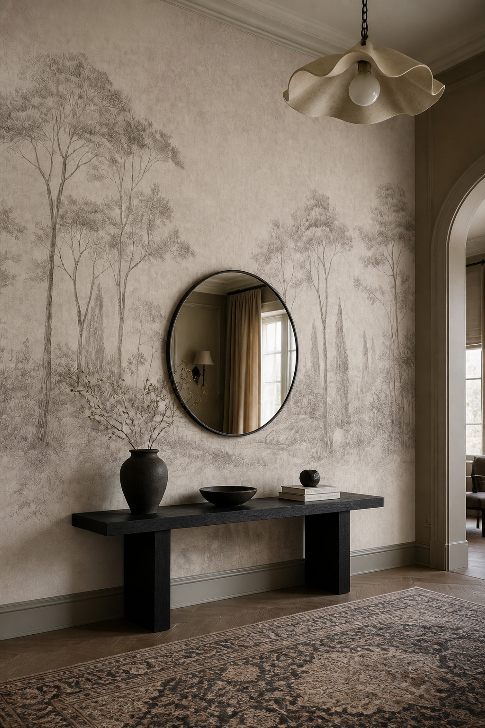 Landscape Wallpaper Toile Removable Trees Wall Decor