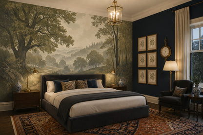 Misty Forest Wallpaper Scenic Landscape Forest Sage Green Removable Wall Decor