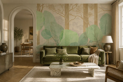 Watercolor Texture Wallpaper Scenic Landscape Botanical Wall Mural