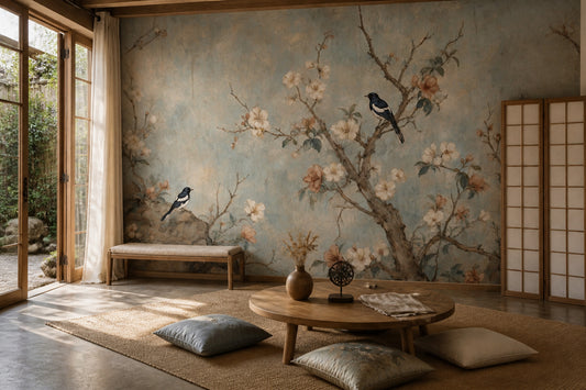 Chinoiserie Wallpaper Floral Birds Wall Mural