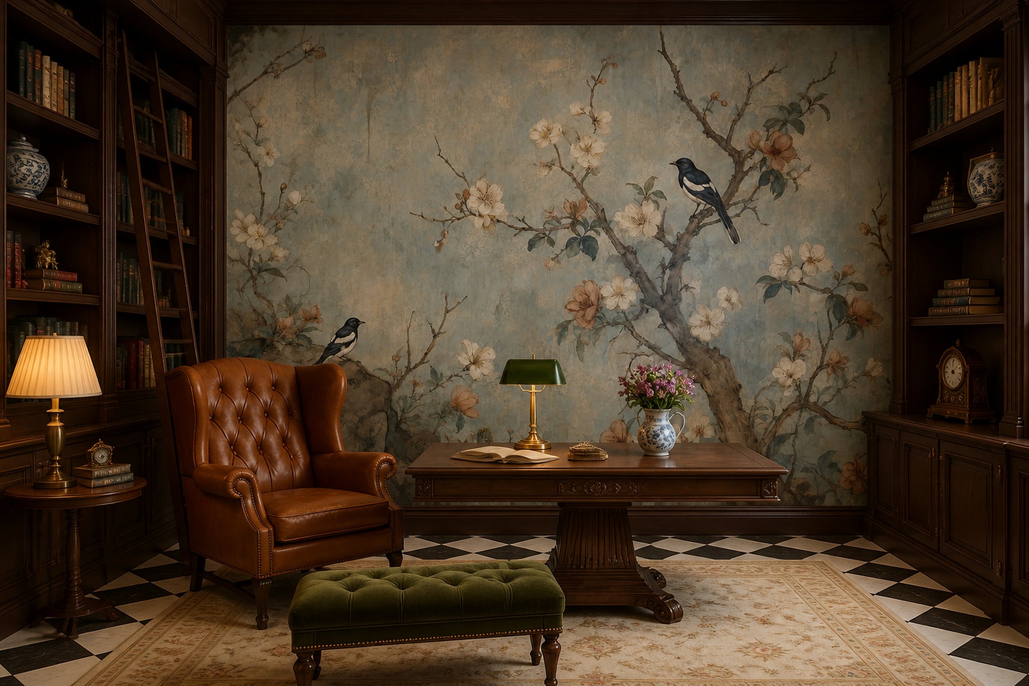 Chinoiserie Wallpaper Floral Birds Wall Mural