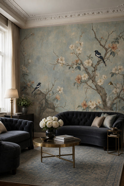 Chinoiserie Wallpaper Floral Birds Wall Mural