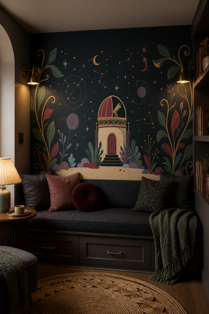 Dark Celestial Wallpaper Observatory Night Sky Removable Wall Decor