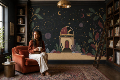 Dark Celestial Wallpaper Observatory Night Sky Removable Wall Decor