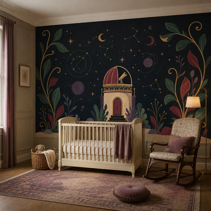Dark Celestial Wallpaper Observatory Night Sky Removable Wall Decor