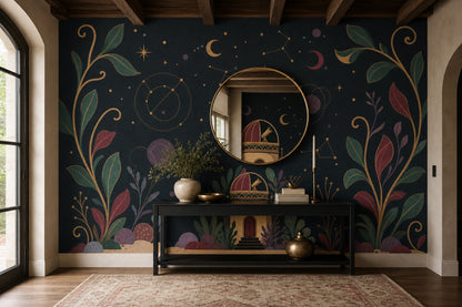 Dark Celestial Wallpaper Observatory Night Sky Removable Wall Decor