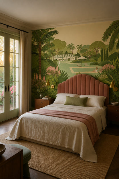 Shades Of Green Wallpaper Tropical Garden Poolside Wall Mural