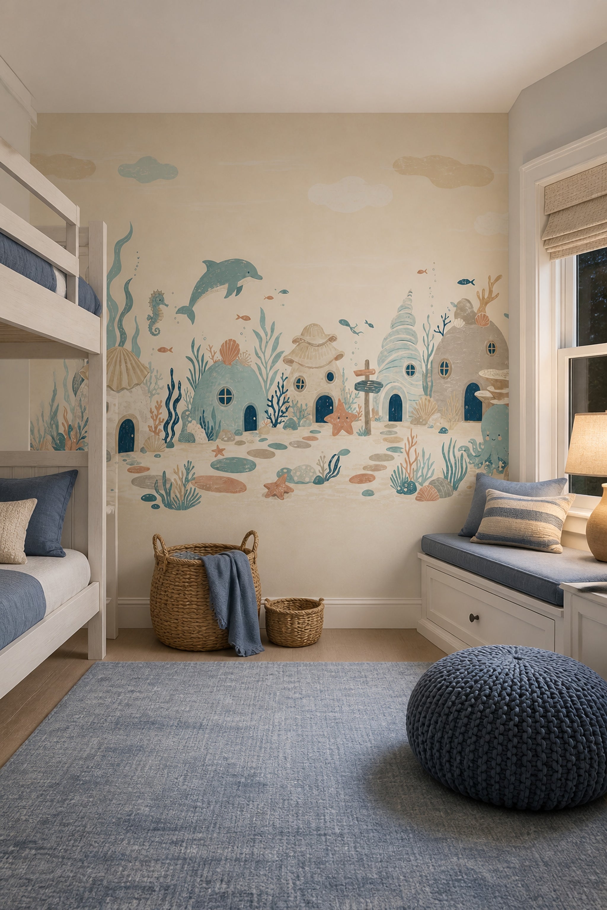 Underwater Village Wallpaper Ocean Sea Creatures Removable Wall Decor
