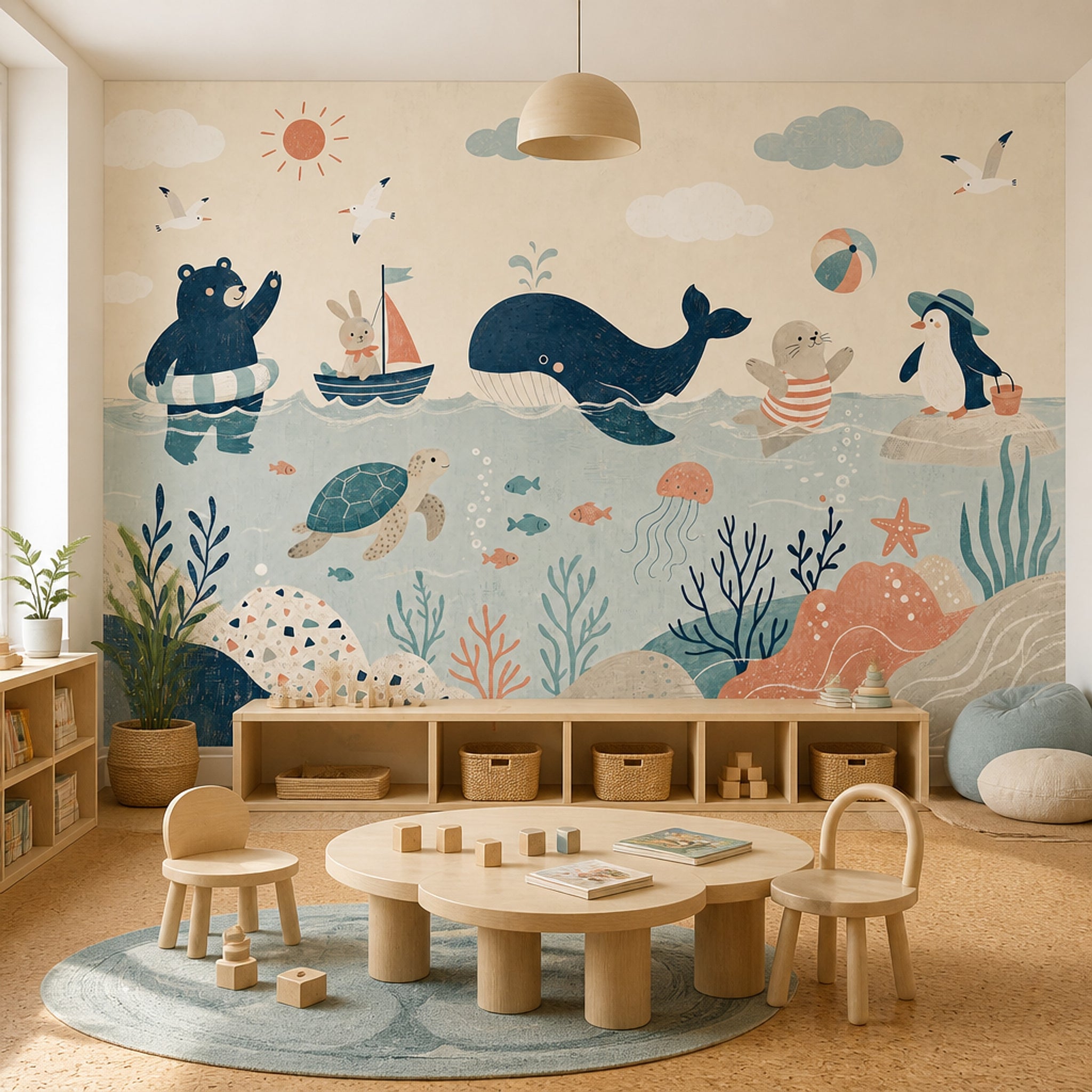 Ocean Wallpaper Coastal Sea Animals Wall Mural