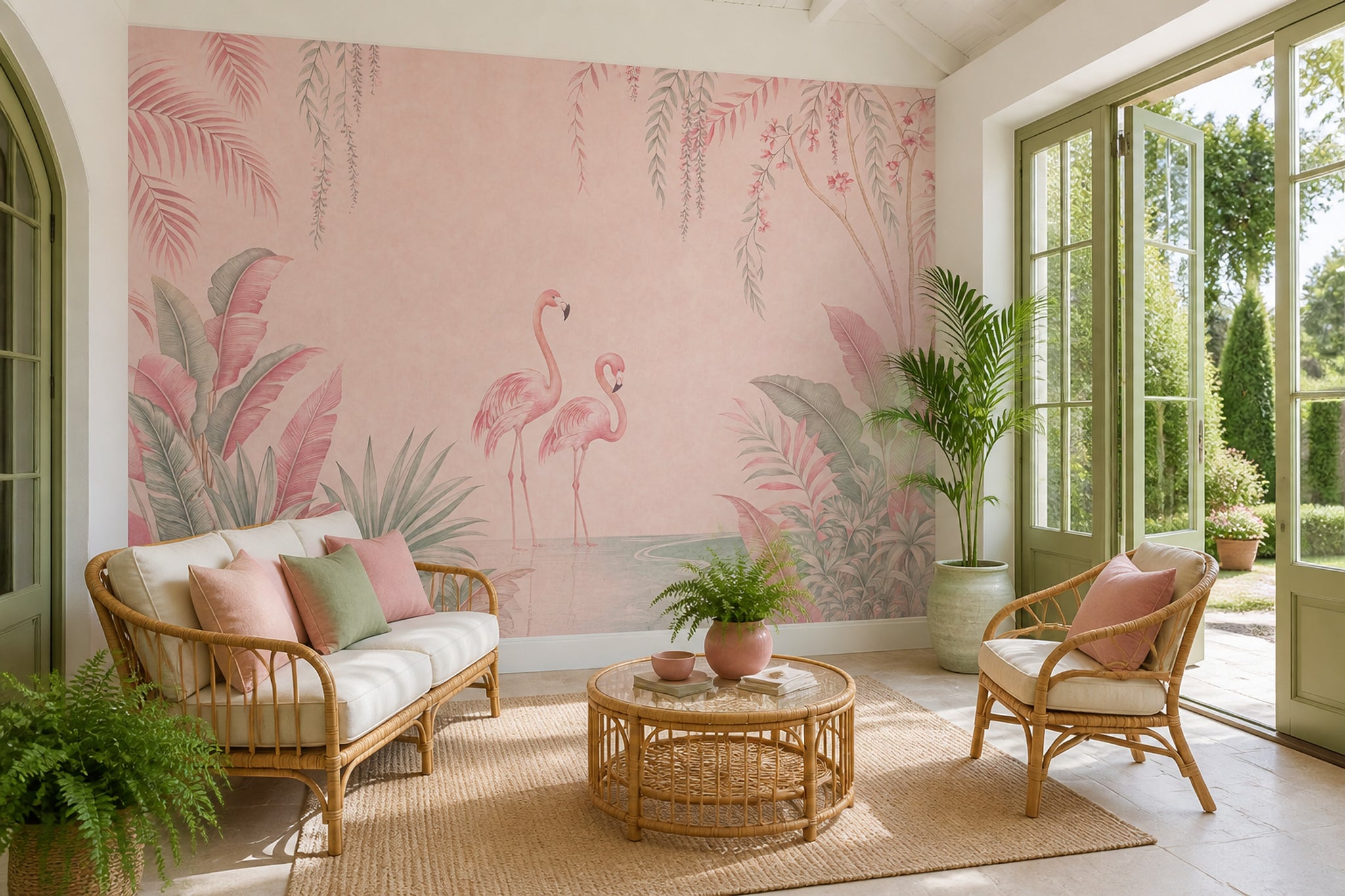 Watercolor Texture Wallpaper Pastel Tropical Wall Mural