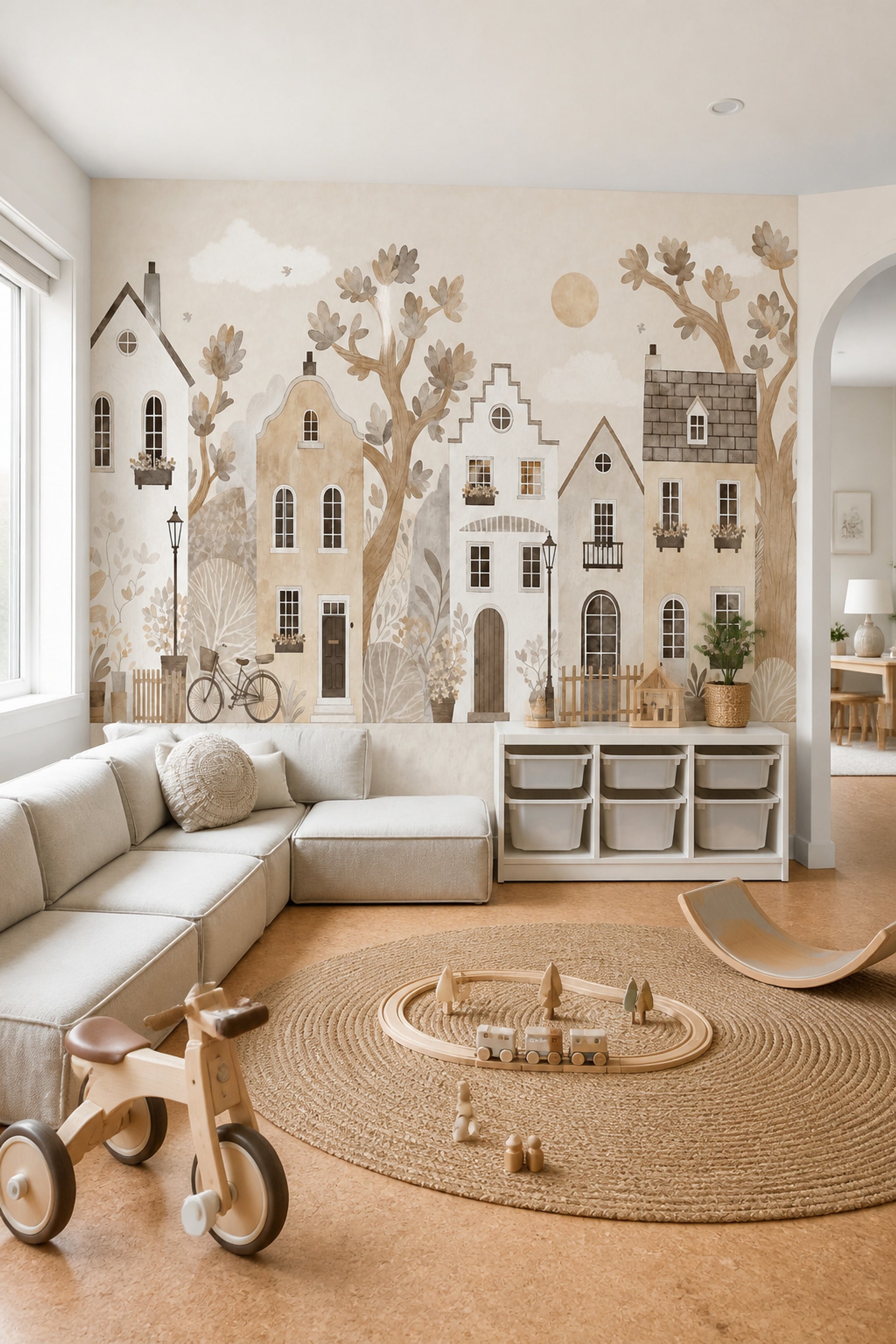 European Wallpaper Village Watercolor Removable Wall Decor