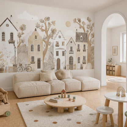 European Wallpaper Village Watercolor Removable Wall Decor