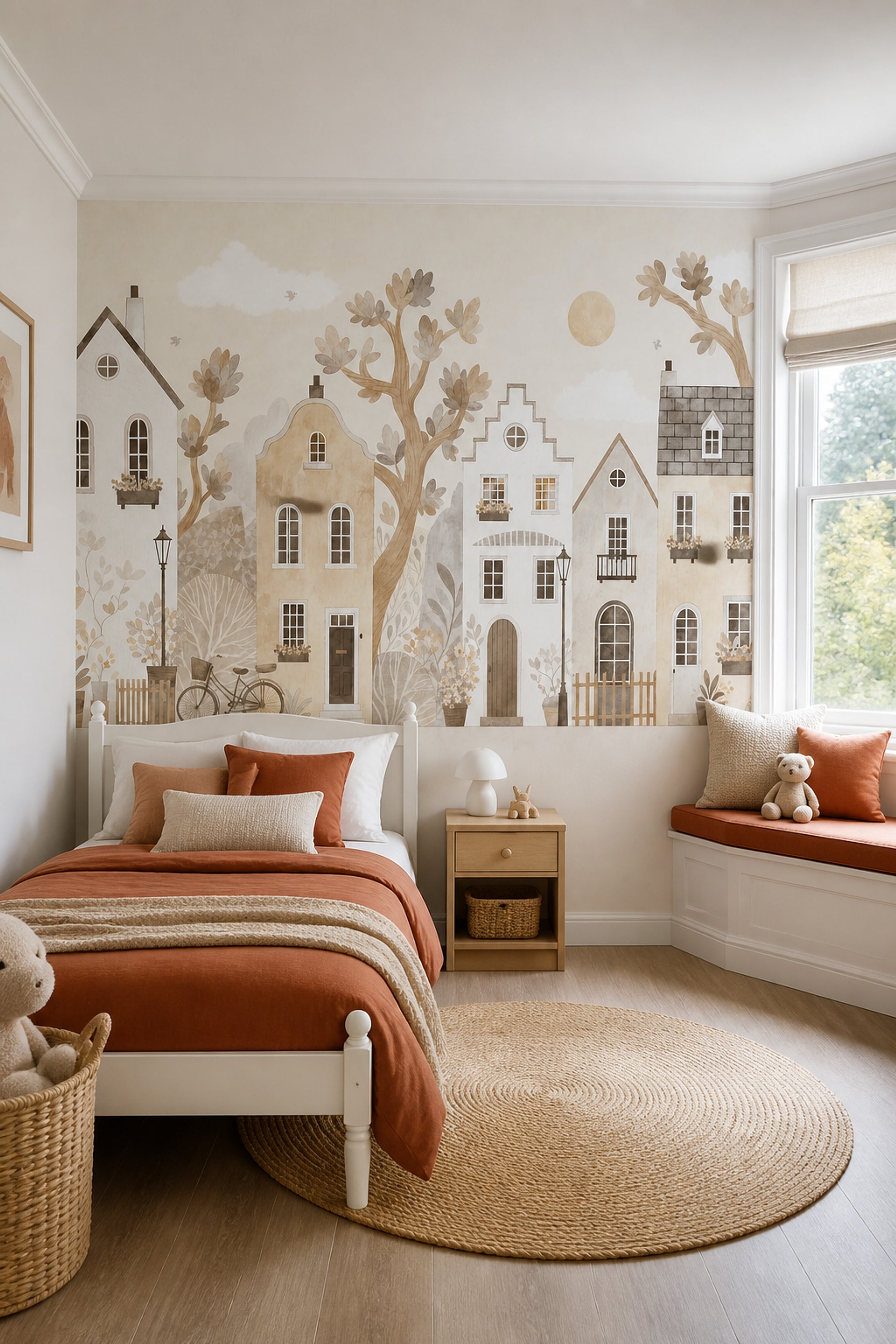 European Wallpaper Village Watercolor Removable Wall Decor