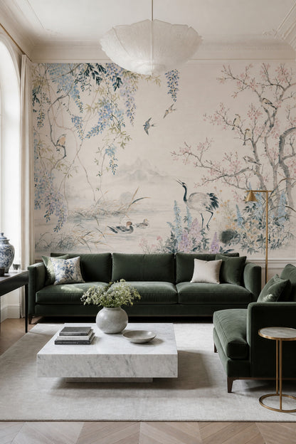 Pink Cherry Wallpaper Blossom Spring Removable Wall Decor