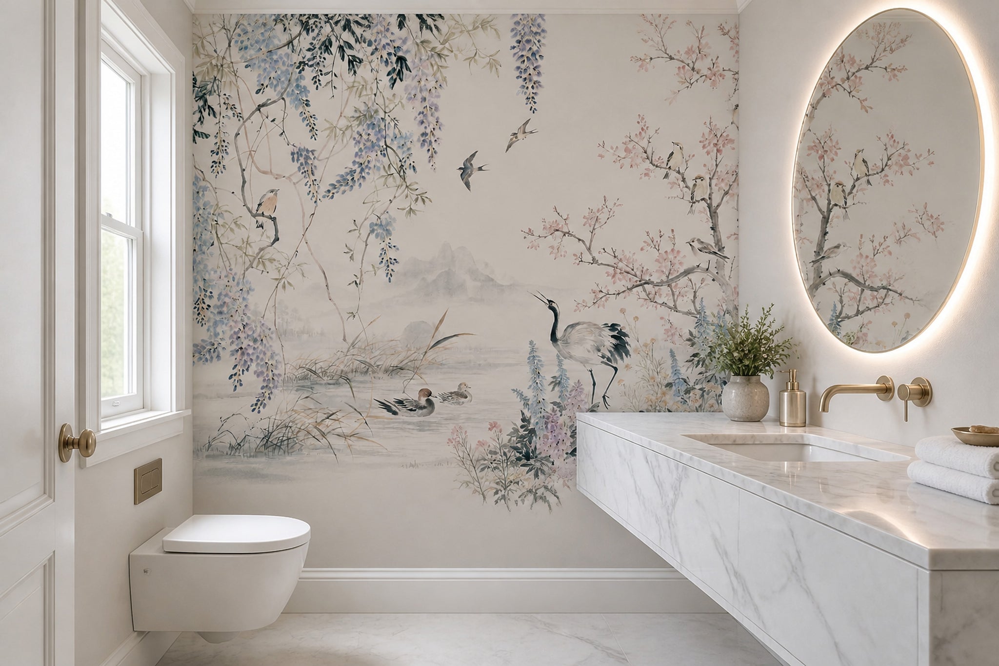 Pink Cherry Wallpaper Blossom Spring Removable Wall Decor