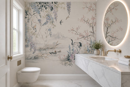 Pink Cherry Wallpaper Blossom Spring Removable Wall Decor