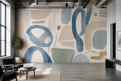 Watercolor Texture Wallpaper Organic Abstract Blue Brushstroke Wall Mural