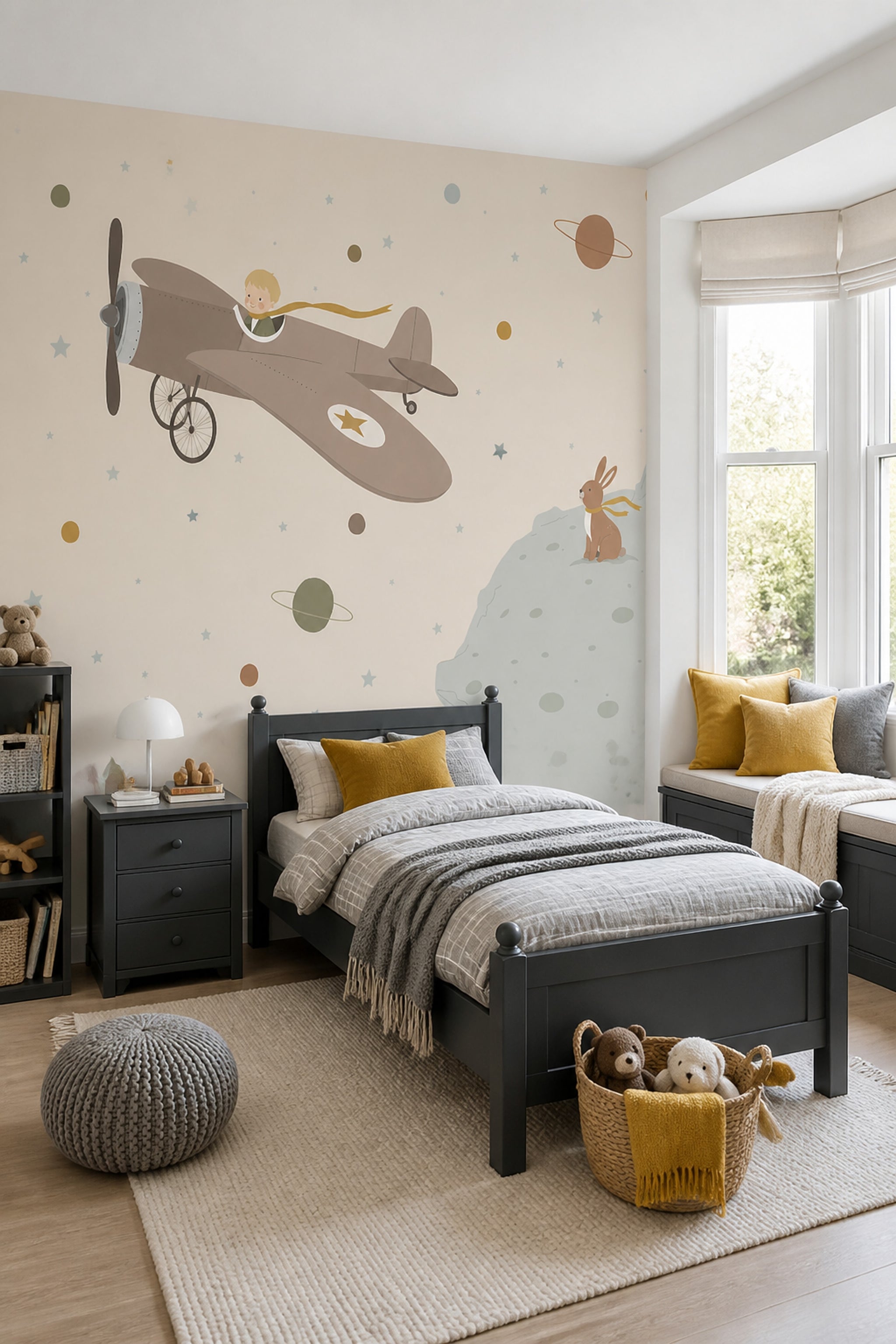 Childrens Wallpaper Space Theme Removable Airplane Wall Decor