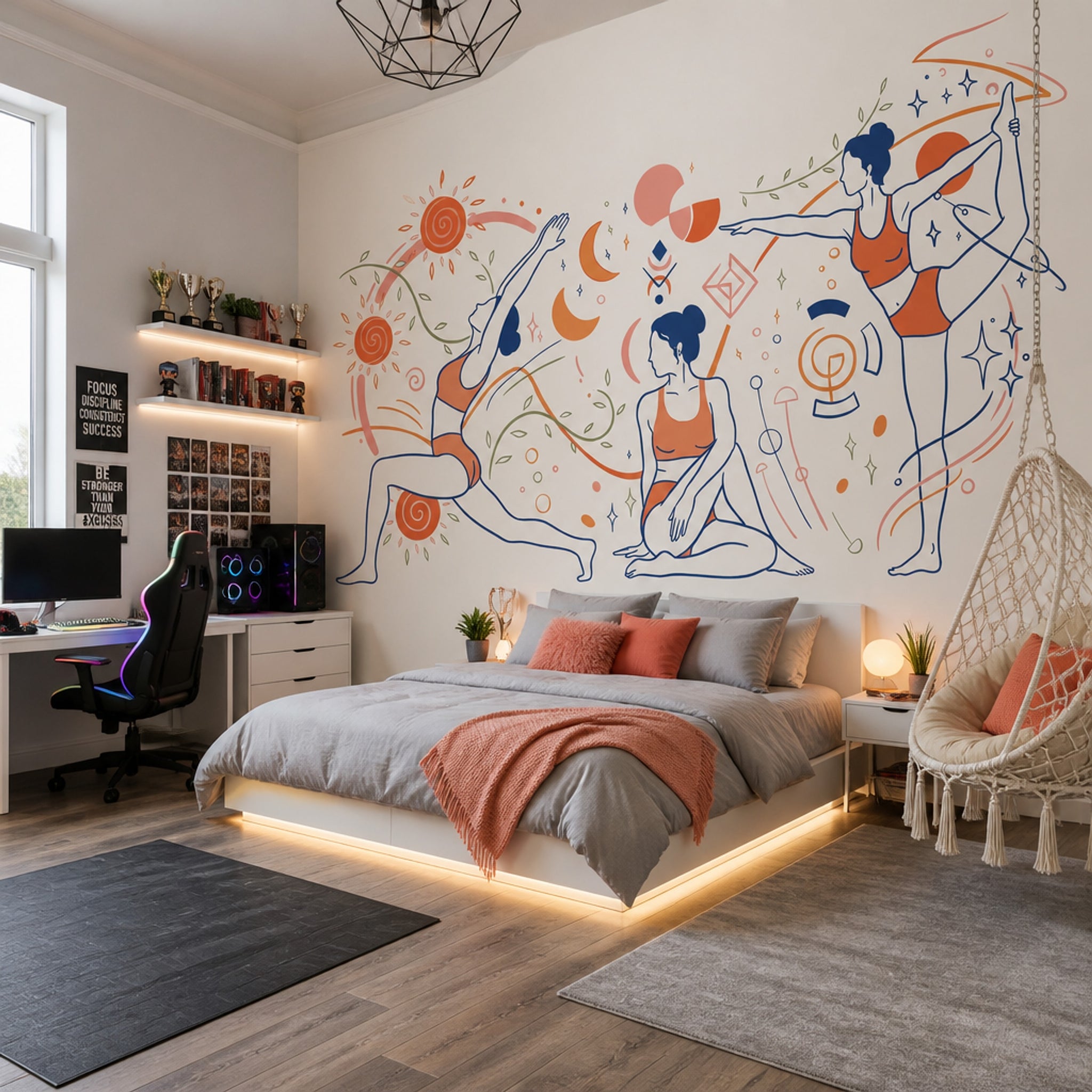 Yoga Wallpaper Wellness Line Art Removable Wall Decor