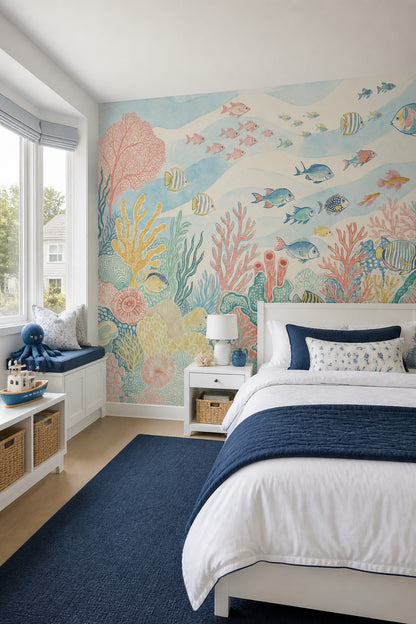 Underwater Wallpaper Coral Reef Tropical Fish Removable Wall Decor