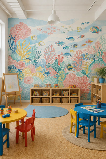 Underwater Wallpaper Coral Reef Tropical Fish Removable Wall Decor