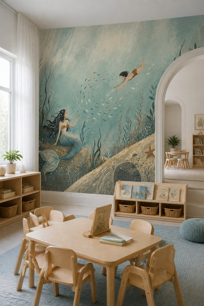 Mermaid Wallpaper Underwater Removable Ocean Wall Decor