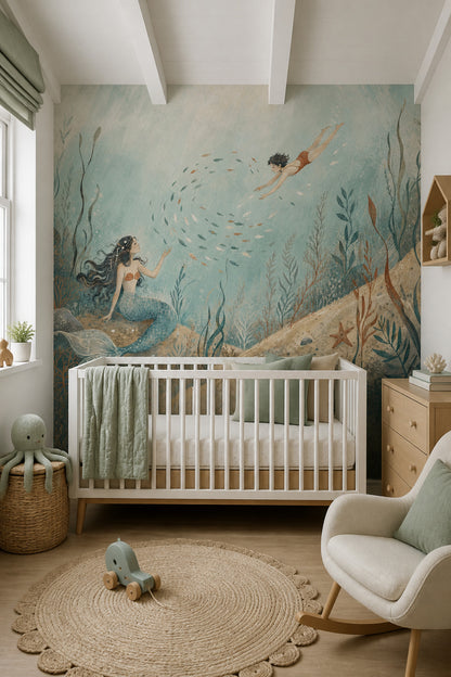 Mermaid Wallpaper Underwater Removable Ocean Wall Decor