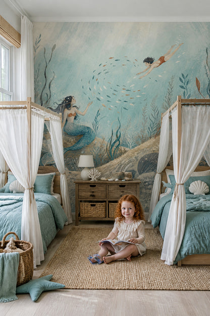 Mermaid Wallpaper Underwater Removable Ocean Wall Decor