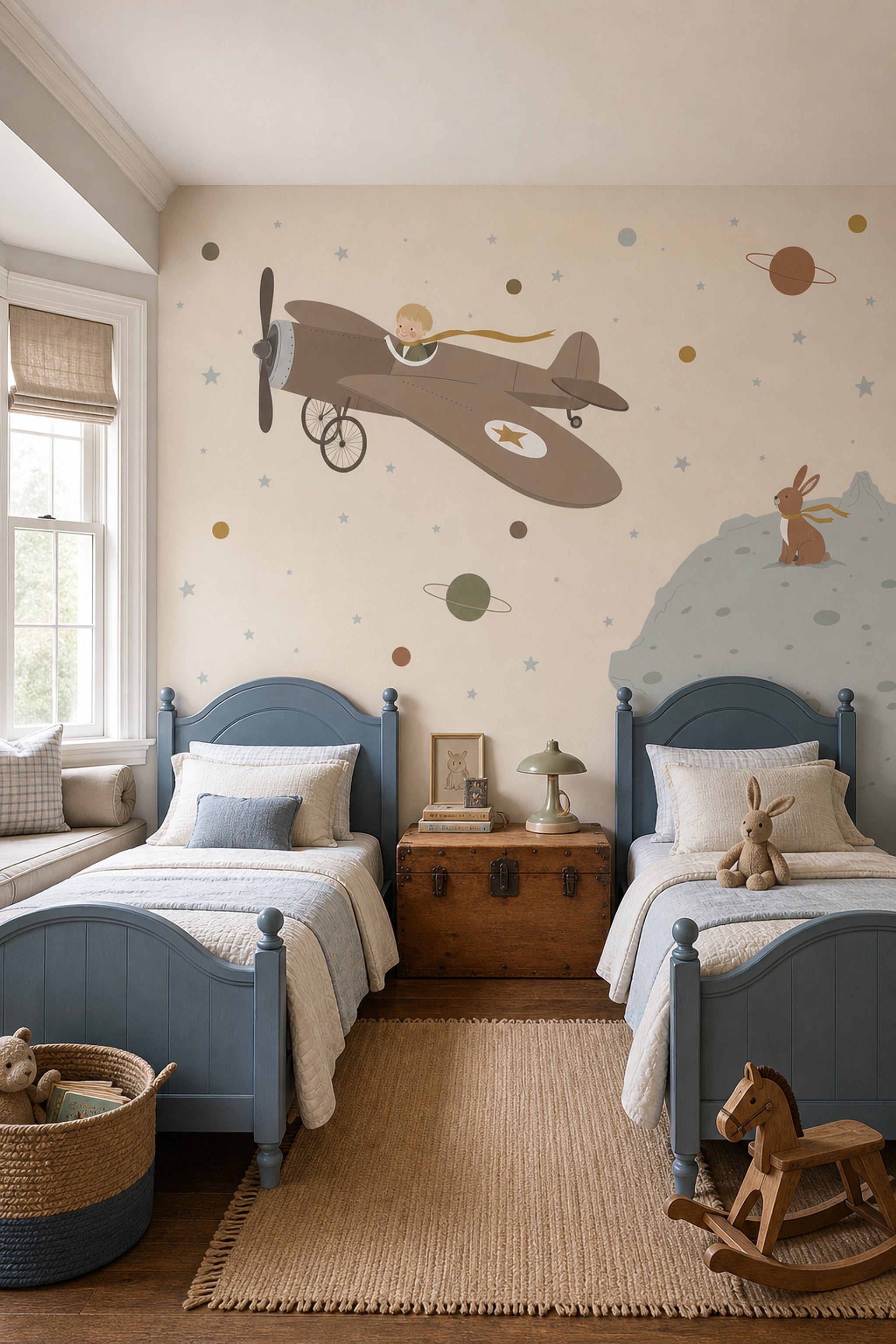 Childrens Wallpaper Space Theme Removable Airplane Wall Decor