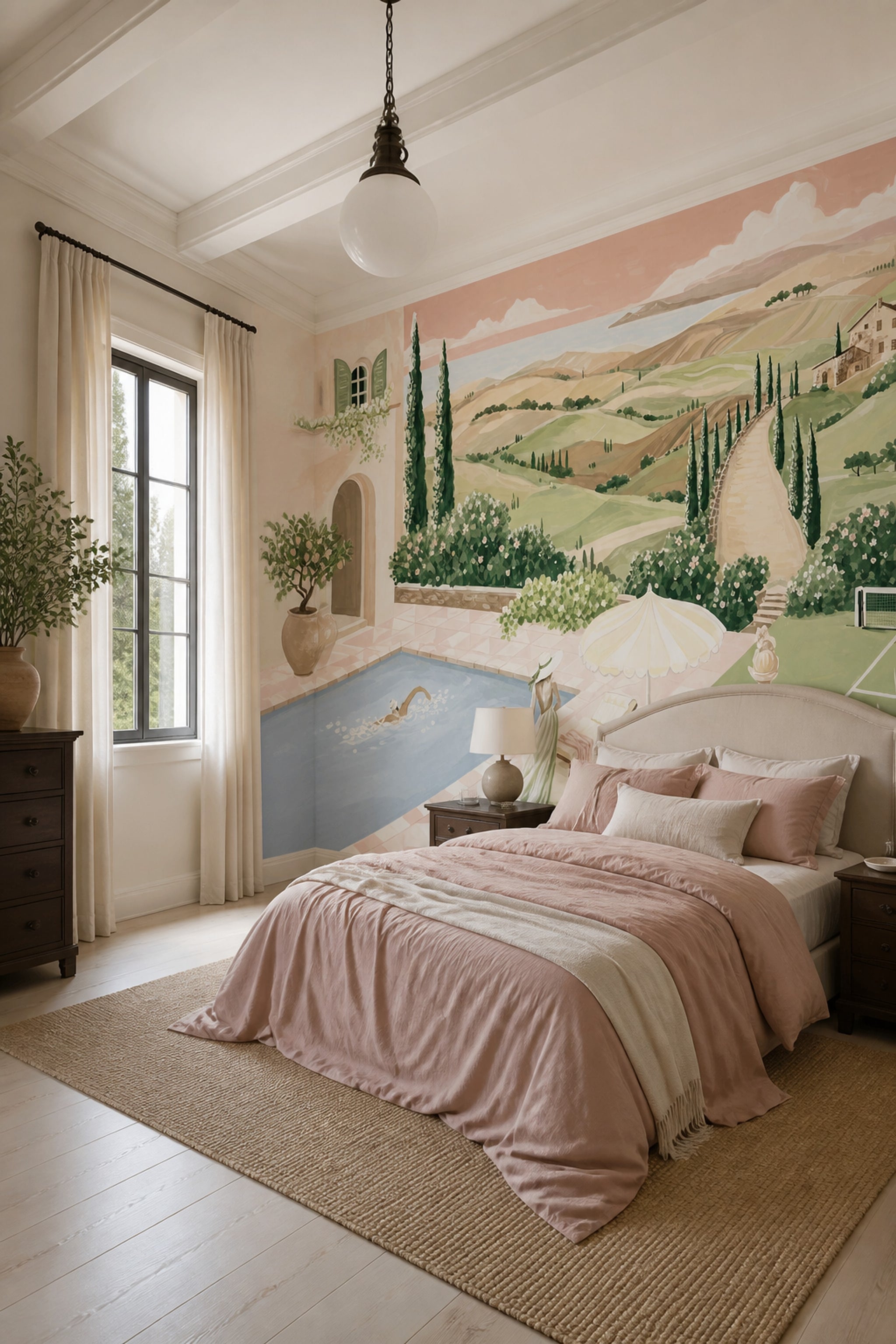 Tuscan Landscape Wallpaper Mediterranean Villa Rolling Hills Wall Mural