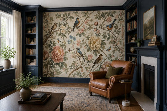 Chinoiserie Wallpaper Vintage Floral Garden Mural Removable Wall Decor