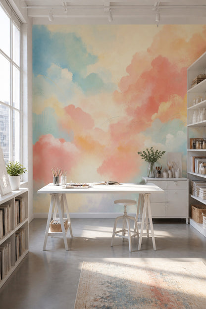 Abstract Wallpaper Watercolor Pastel Wall Mural