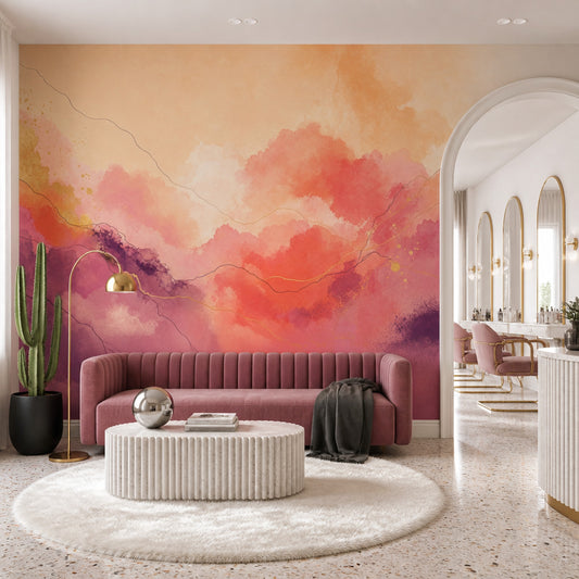 Abstract Watercolor Wallpaper Pink Removable Coral Wall Decor