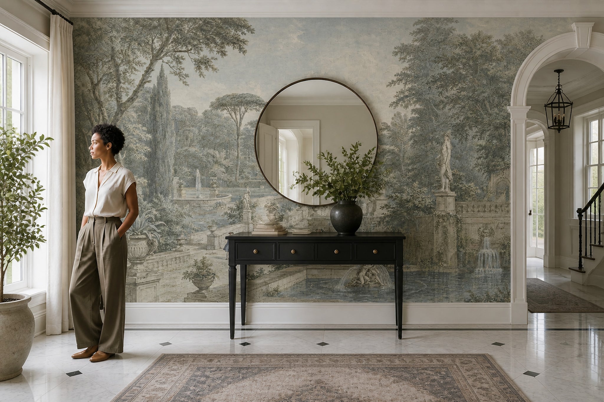 Vintage Landscape Wallpaper Classical Garden European Villa Wall Mural