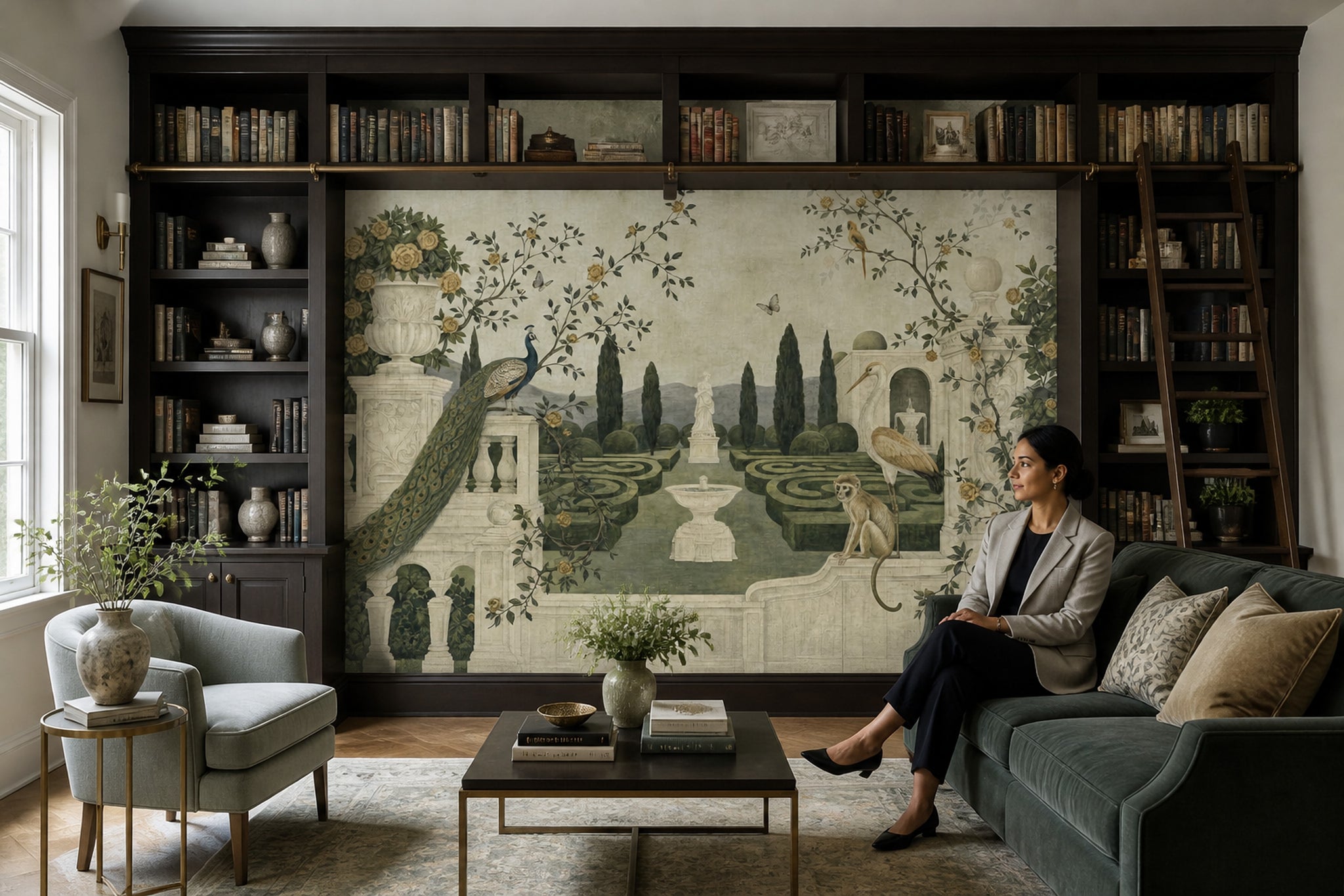 Vintage Garden Wallpaper Italian Villa Peacock Wall Mural