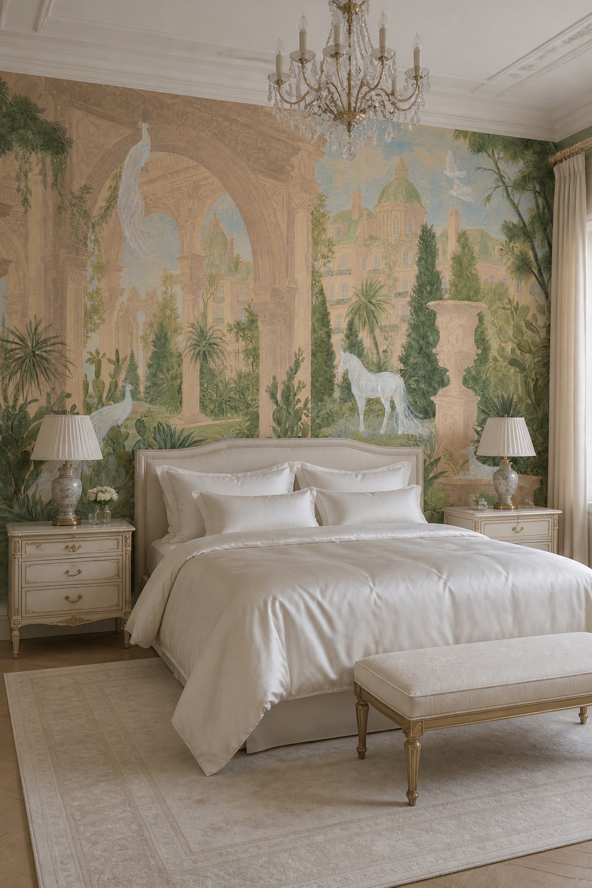 Classical Garden Wallpaper Italianate Architecture Removable Mediterranean Landscape Wall Decor