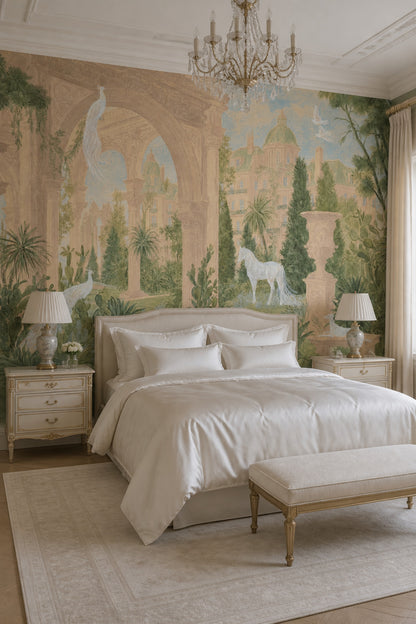 Classical Garden Wallpaper Italianate Architecture Removable Mediterranean Landscape Wall Decor