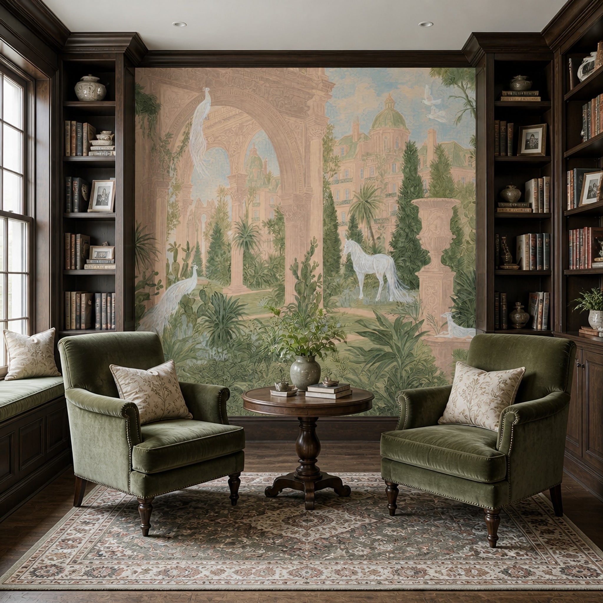 Classical Garden Wallpaper Italianate Architecture Removable Mediterranean Landscape Wall Decor